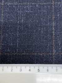 56CN5231 CANONICO Tessuto per abiti in lana, seta e lino fantasia blu navy/marrone a quadri finestra[Tessile] CANONICO Immagini aggiuntive