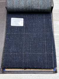 56CN5231 CANONICO Tessuto per abiti in lana, seta e lino fantasia blu navy/marrone a quadri finestra[Tessile] CANONICO Immagini aggiuntive
