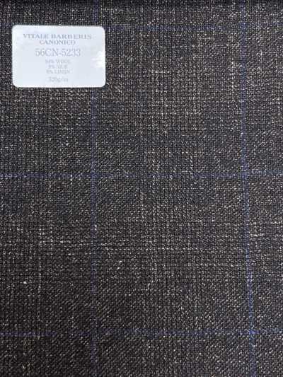 56CN5233 CANONICO LANA SETA E LINO FANTASIA PER ABITI Marrone/Blu a finestra