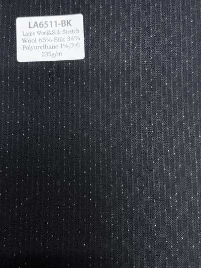 LA6511-BK Lana lamé di seta elasticizzata a righe nere, Made in Japan