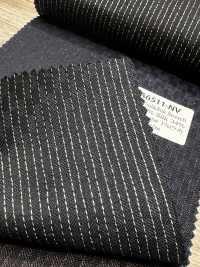 LA6511-NV Lamé di seta e lana elasticizzato a righe blu navy, prodotto in Giappone[Tessile] HOSOI SYOJI Immagini aggiuntive