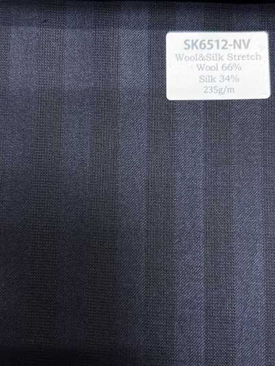 SK6512-NV Riga blu navy elasticizzata in seta e lana di produzione giapponese