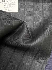 SK6521-GR Lana e seta elasticizzata a righe verdi, prodotta in Giappone[Tessile] HOSOI SYOJI Immagini aggiuntive