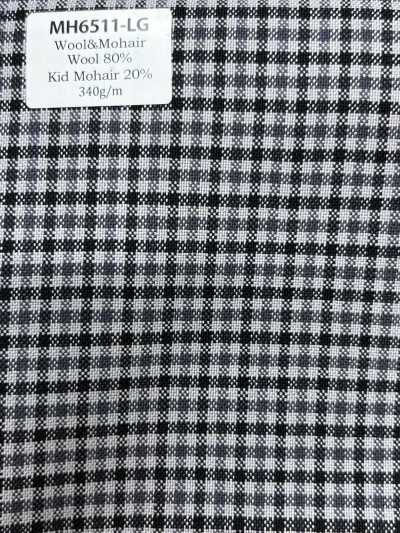 MH6511-LG Standard Lana Mohair Pettinata Made in Japan (Tonic Style) A Quadri Grigio Chiaro