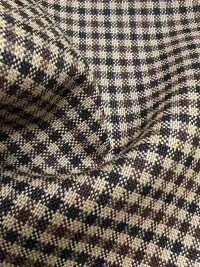 MH6511-CB Tessuto pettinato in lana e mohair di fabbricazione giapponese standard (stile Tonic) a quadri marro[Tessile] HOSOI SYOJI Immagini aggiuntive