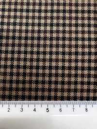 MH6511-CB Tessuto pettinato in lana e mohair di fabbricazione giapponese standard (stile Tonic) a quadri marro[Tessile] HOSOI SYOJI Immagini aggiuntive