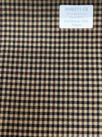 MH6511-CB Tessuto pettinato in lana e mohair di fabbricazione giapponese standard (stile Tonic) a quadri marro