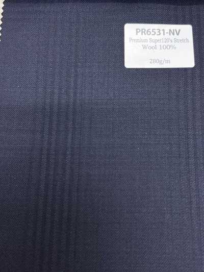 PR6531-NV Standard giapponese di alta qualità Super 120's a filo singolo elasticizzato a righe blu navy