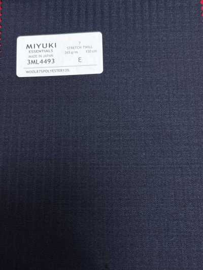 3ML4493 26AW MIYUKI Tessile ESSENTIALS Twill elasticizzato a righe blu navy