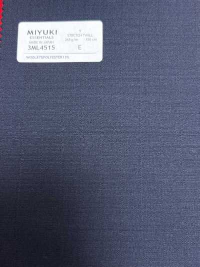 3ML4515 26AW MIYUKI Tessile ESSENTIALS Twill elasticizzato a righe blu navy