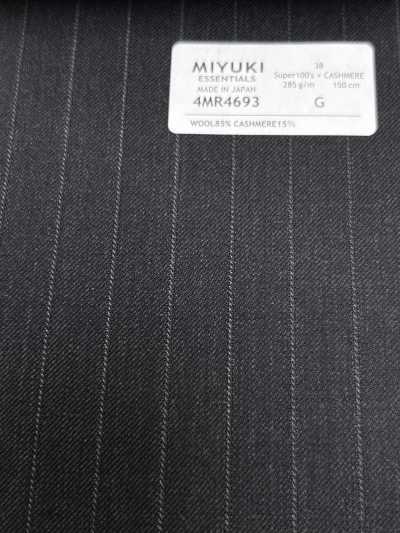 4MR4693 26AW Super100's × cashmere a righe grigio antracite e grigio cielo