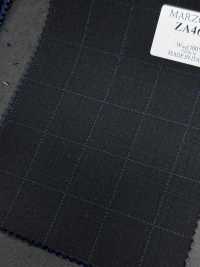 ZA4641 MARZOTTO Super110's Quadri ricamati nero x blu[Tessile] HOSOI SYOJI Immagini aggiuntive