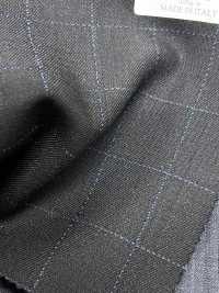 ZA4641 MARZOTTO Super110's Quadri ricamati nero x blu[Tessile] HOSOI SYOJI Immagini aggiuntive