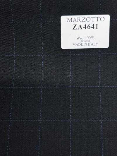 ZA4641 MARZOTTO Super110's Quadri ricamati nero x blu