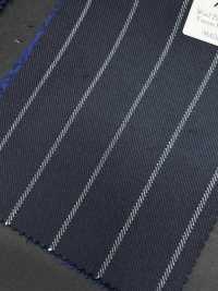 ZA4650 Lana vergine pettinata a righe blu navy × bianche[Tessile] HOSOI SYOJI Immagini aggiuntive