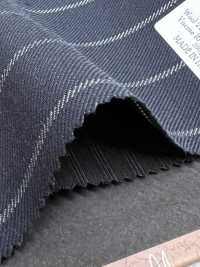 ZA4650 Lana vergine pettinata a righe blu navy × bianche[Tessile] HOSOI SYOJI Immagini aggiuntive