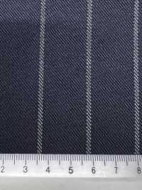 ZA4650 Lana vergine pettinata a righe blu navy × bianche[Tessile] HOSOI SYOJI Immagini aggiuntive