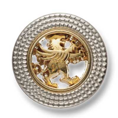 918 Bottone metallico prodotto in Giappone per completi e giacche, motivo falco, oro/argento