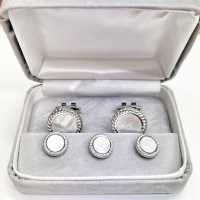 A-3 Set Di Gemelli E Borchie Formali In Argento Sterling, Tondo In Argento Con Conchiglia Di Madreperla[Accessori Formali] Yamamoto(EXCY) Sottofoto