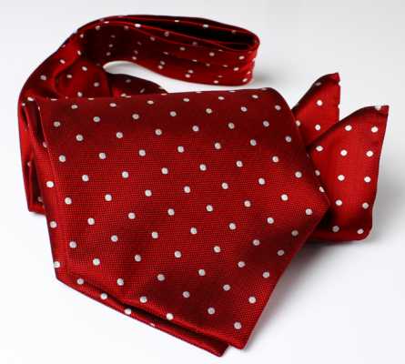 AS-600 Cravatta ascot in seta Made in Giappone, motivo a pois rossi