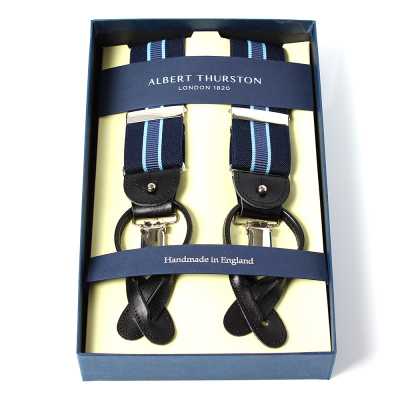 AT-2266-NV Bretelle Albert Thurston, a righe, 35 mm, blu navy