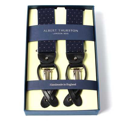 AT-2313-NV Albert Thurston Bretelle motivo a micropois 35 mm blu navy