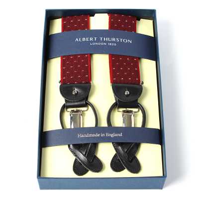 AT-2313-WI Bretelle Albert Thurston motivo a pois 35MM rosso vino