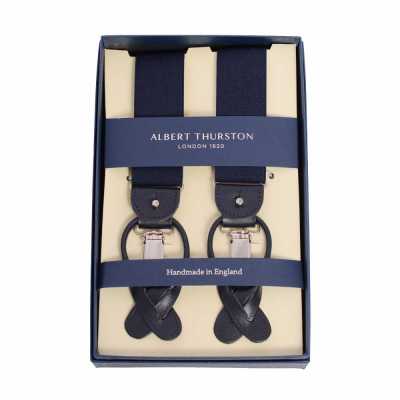 AT-NAVY Bretelle Albert Thurston blu navy tinta unita 35MM