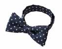 BF-972 Papillon In Seta Domestica Con Motivo A Pois Blu Navy