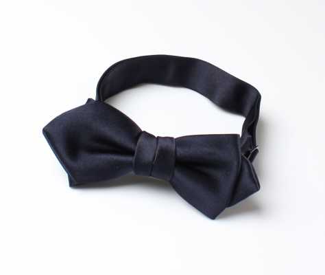 BFK-107 Papillon a farfalla in tessuto Habutae premium, blu navy