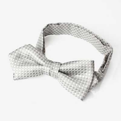 BFK-985 Papillon a lama in seta giapponese jacquard, motivo piqué, grigio chiaro