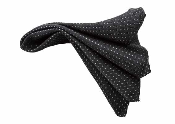 CF-118 Foulard di seta prodotto in Giappone, motivo a pois, nero