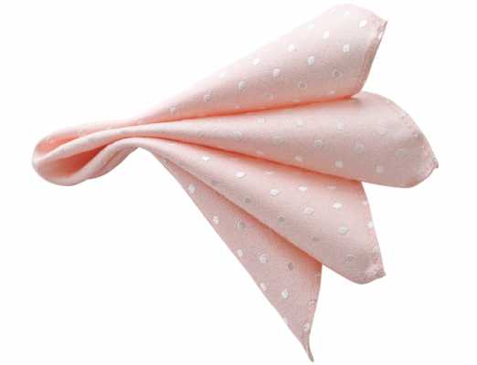 CF-974 Fazzoletto da taschino in seta di produzione giapponese, motivo a pois rosa