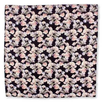 CF-ROSE-BK Fazzoletto da taschino stampato in seta Rosa Nero