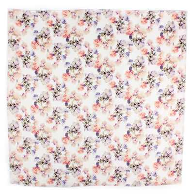 CF-ROSE-WH Fazzoletto di seta stampato Rose bianco