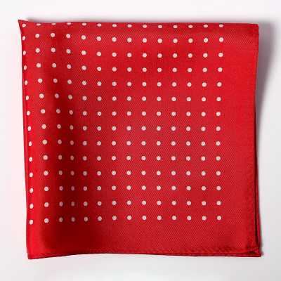CFD-3RE Fazzoletto di seta a pois rosso