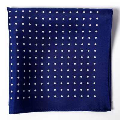 CFD-5NV Fazzoletto di seta a pois, blu navy