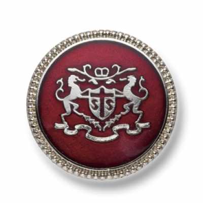 EX252 Bottone in metallo di fabbricazione giapponese per completi e giacche, argento/rosso