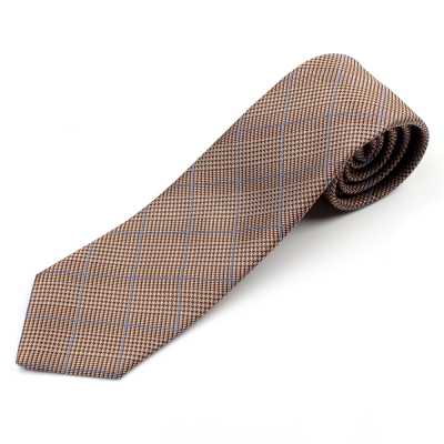 HVN-18 Cravatta Fatta A Mano Con Tessuto VANNERS Glen Plaid Marrone