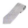 HVN-19 Cravatta fatta a mano, motivo Glen check, grigio chiaro, realizzata con tessuto VANNERS