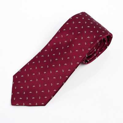 HVN-24 Cravatta fatta a mano in tessuto VANNERS, motivo paisley a pois, vinaccia