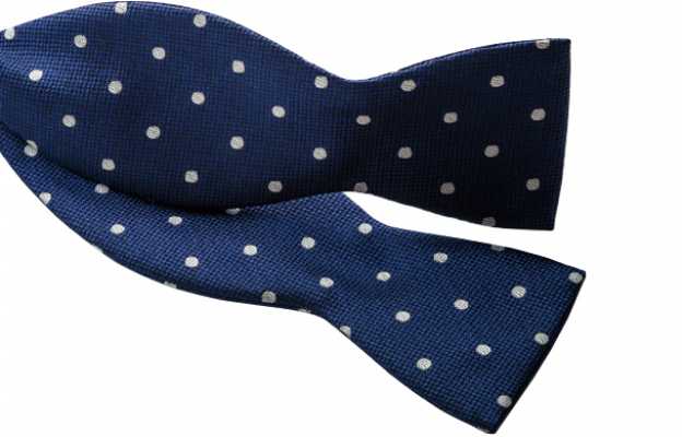 MT-602 Papillon blu a pois in seta giapponese annodato a mano