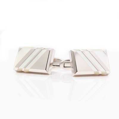 N-3 Gemelli da polso Made in Japan, Regimental, Bianchi, Madreperla