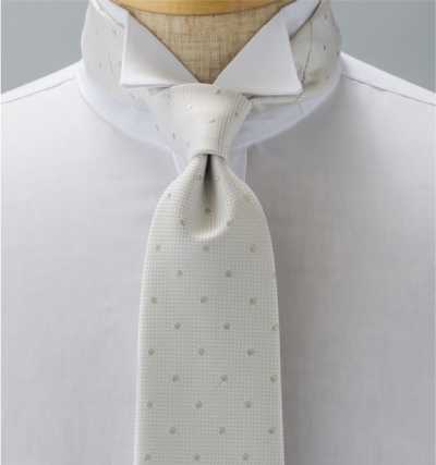 NE-38 Cravatta formale Made in Japan, a pois, bianco sporco