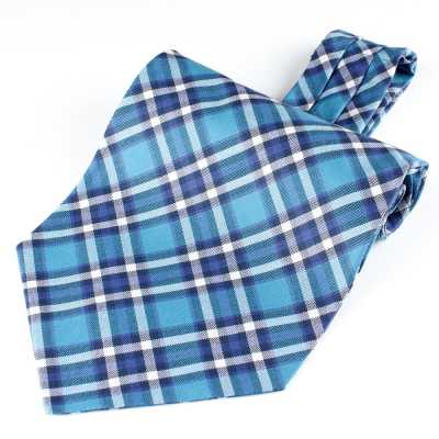 RAS-03 Cravatta ascot a quadri verdi, realizzata in tessuto Ring Heart