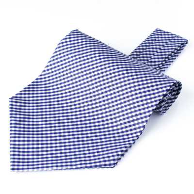 RAS-04 Cravatta ascot realizzata in tessuto Ring Heart, quadri gingham blu navy