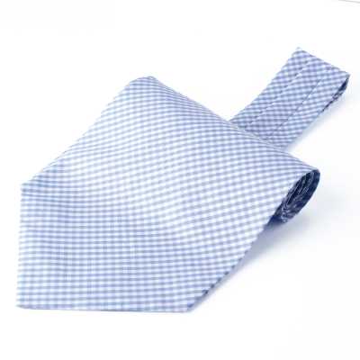 RAS-05 Cravatta ascot in tessuto Ring Heart, a quadri gingham Sax