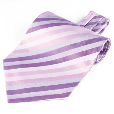 RAS-07 Cravatta ascot realizzata in tessuto Ring Heart, multiriga viola