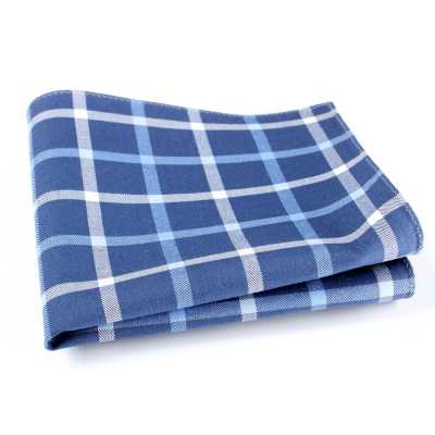 RCF-4118-06 Fazzoletto realizzato con tessuto Ringhart di produzione britannica, quadri a blocchi blu navy
