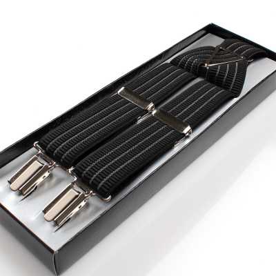 SR-103 Bretelle Made in Japan, tipo a clip, a X, nero a righe